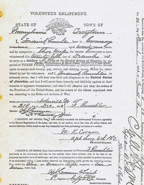 Copy of Frederick's reenlistment document.  In 1971 I ordered copies of his military and pension files from the National Archive.  