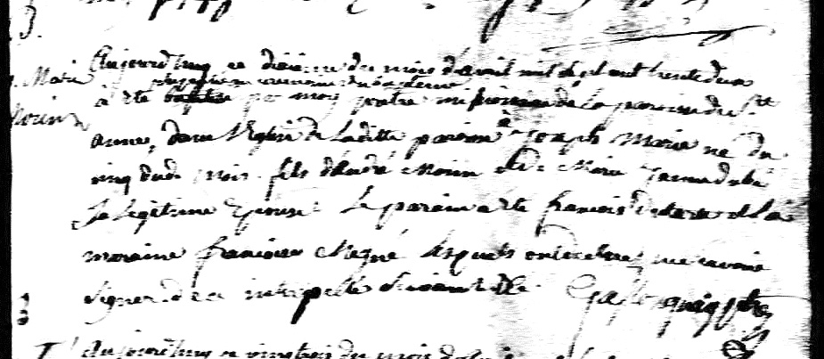 Baptismal record of Joseph-Marie Morin. 